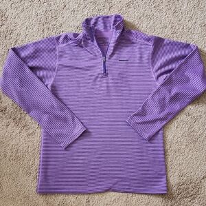 Patagonia Purple Capilene Midweight Striped Quarter Zip Baselayer Womens Small
